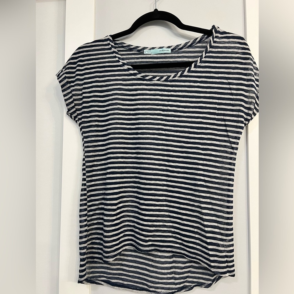 Maurice’s Striped “burn out” Cap Sleeve Shirt size small
